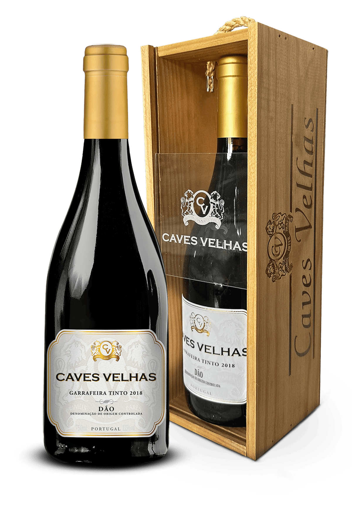 Caves Velhas Garrafeira Red Wine DOC Dão Wooden Box